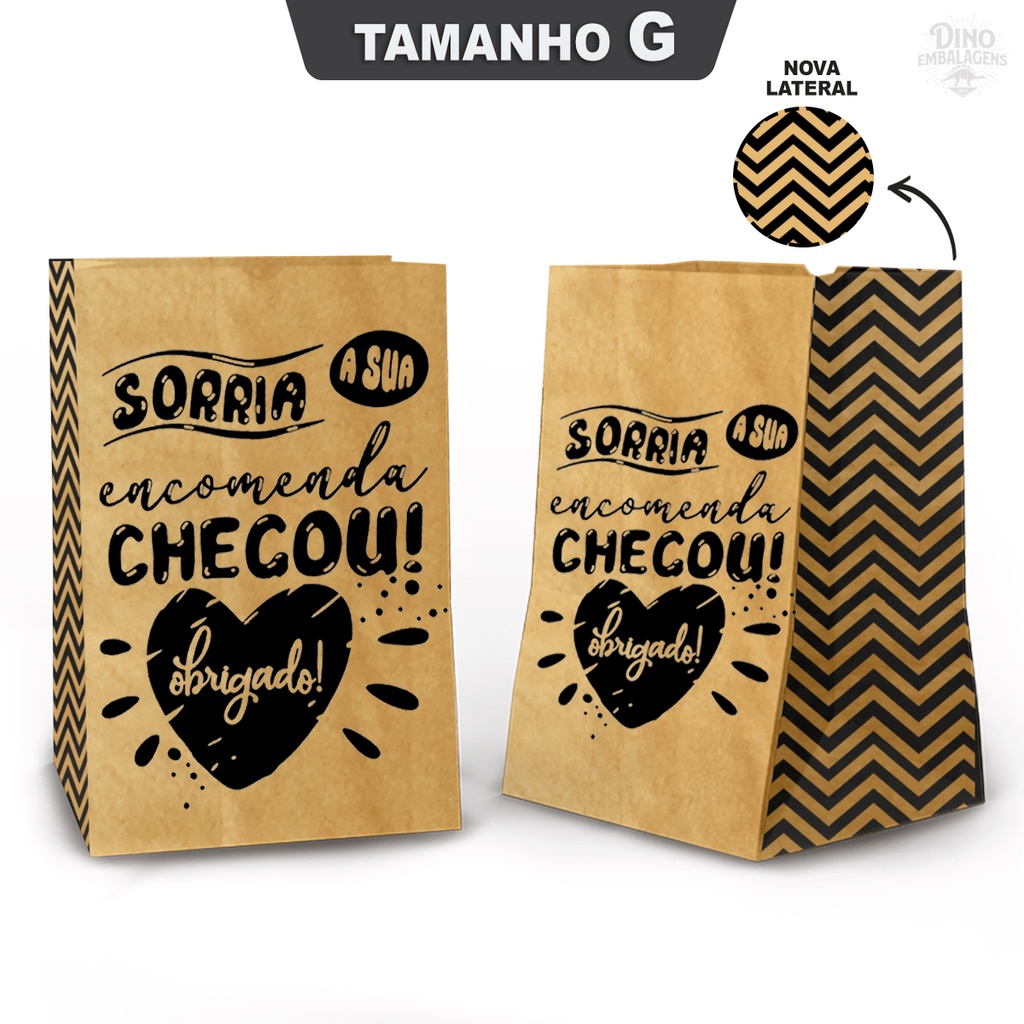 Saco Kraft Delivery Estampado Tamanho G (100 unidades)