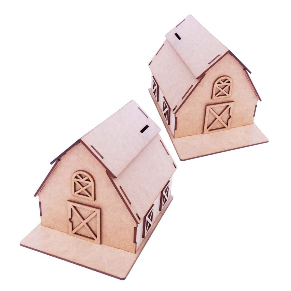 Kit 5 Mini Celeiro paiol cofre cofrinho P 10x11 cm mdf cru lembrancinha cenario country fazendinha