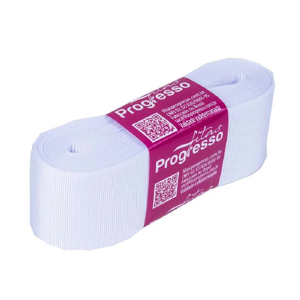 Fita Gorgurão Progresso 38mm nº9 - 10m Cor 201 Branco - 01 unidade
