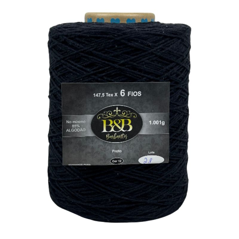 Barbante Fio 6 B&b 1kg Cor 12 Preto (1 Kg)