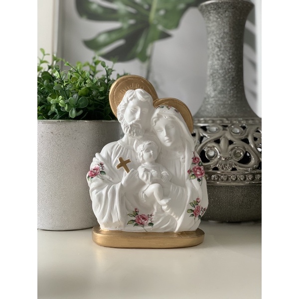 sagrada família manto rosas Flor gesso 20 Cm dourado