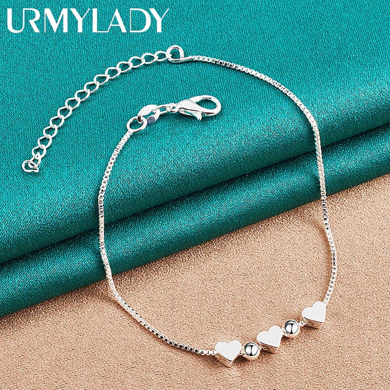 925 Coração De Prata Rodada Bead Box Cadeia Pulseira Para As Mulheres Da Festa De Noivado Casamento Charme Moda Jóias