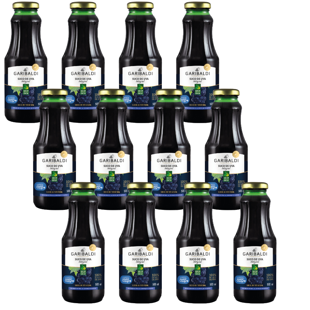 CX 12 und Suco de Uva Natural Tinto Integral Garibaldi 500ml