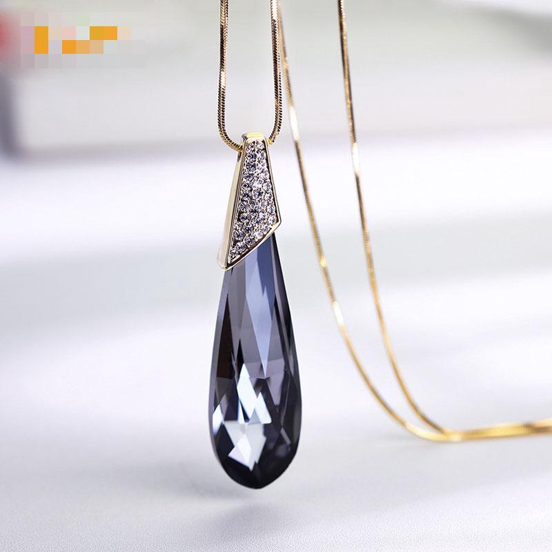 Grande Cadeia Camisola De Cristal Longo Colar De Mulheres De Moda De Nova Jóias Acessórios Com Pingente De Gota De Água