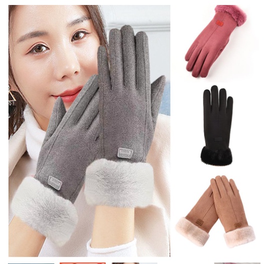 Luva Feminina inverno Touch Screen com forro de pelúcia