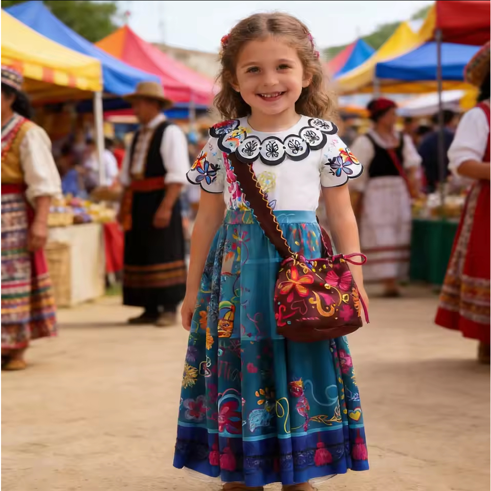 Encanto Madrinha Vestido Menina Cosplay Vestidos Extravagantes Para Das Bruxas Carnaval Óculos De Princesa Mirabel Traje