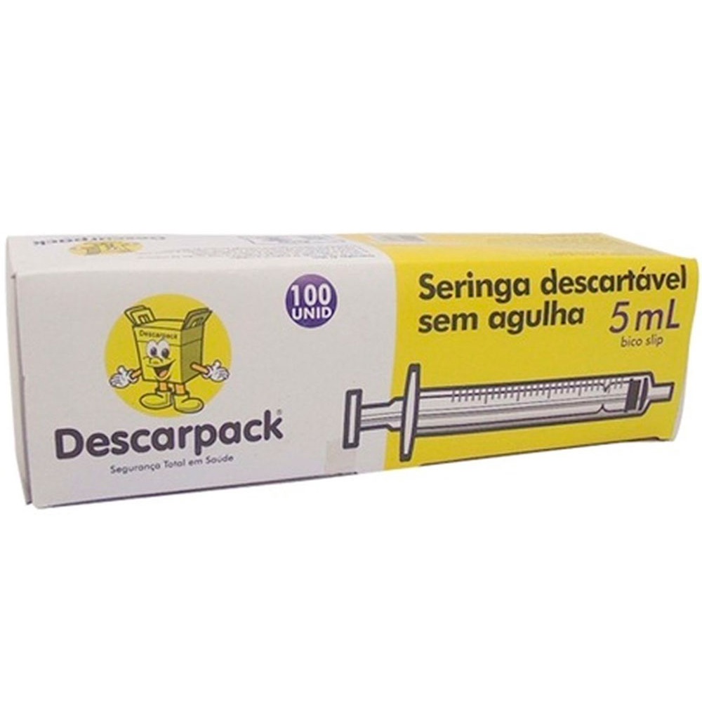 Seringa Descartável 5ml Luer Lock C/100 Unidades Descarpack