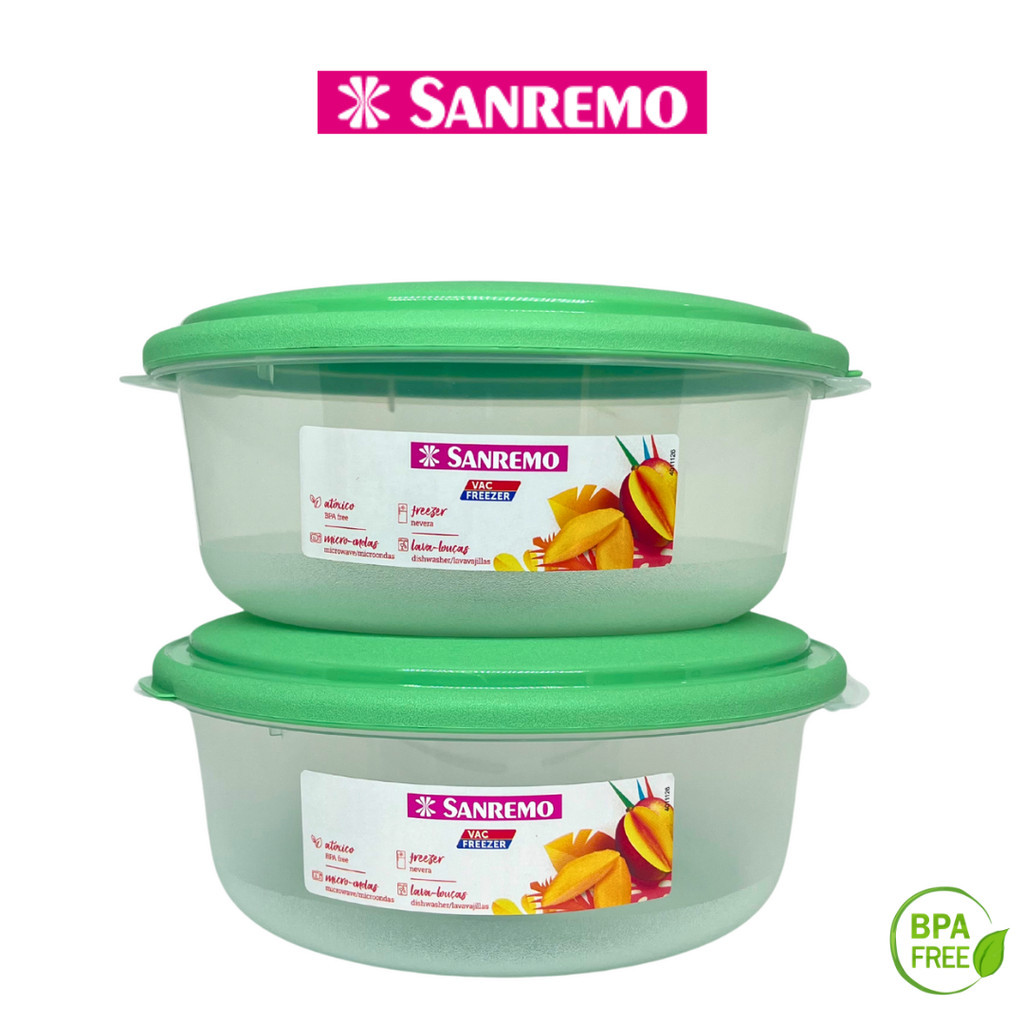Kit 2 Potes Redondo 1300ml Plástico Médio Organizador de Alimentos Cozinha Sanremo