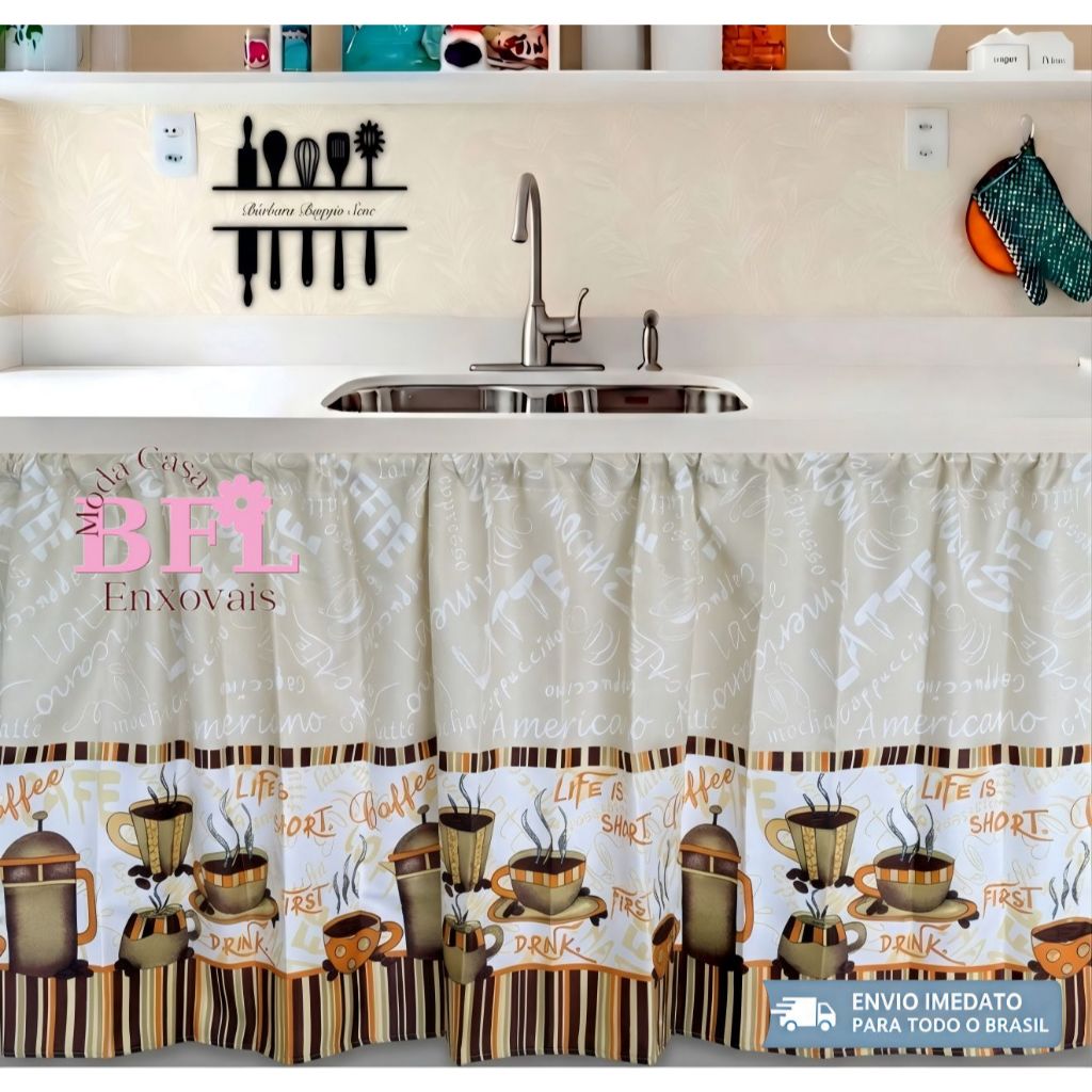 CORTINA DE PIA ESTAMPADO 200X80CM - COZINHA