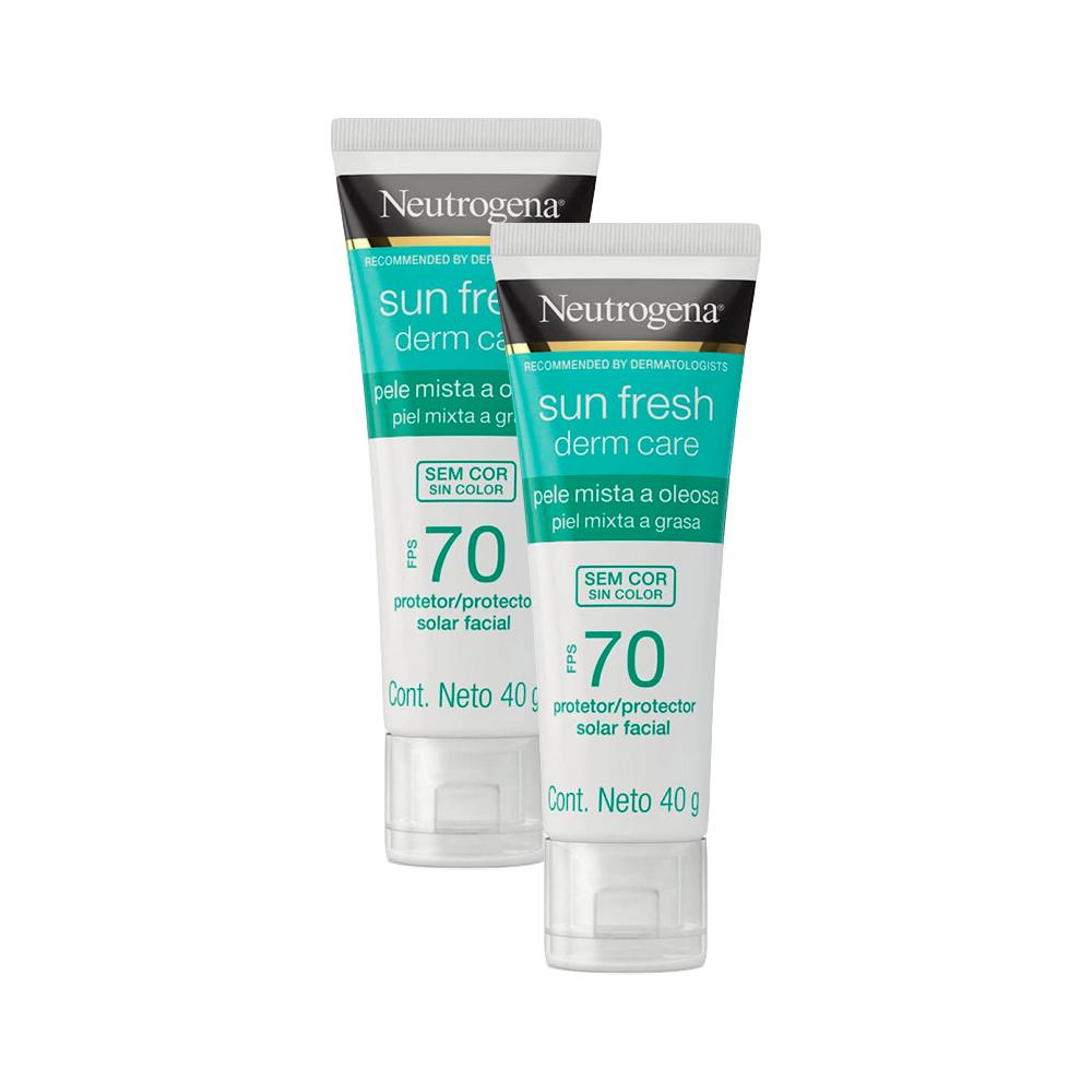 Kit com 2 Protetor Solar Neutrogena Sun Fresh Derm Care sem Cor FPS 70 40g