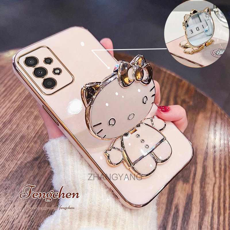 Caixa De Silicone Samsung A32 A52 A72 TPU Capa Macia 3D Cute Cat Bracket Phone Case Anti Drop Camera Cobertura Total