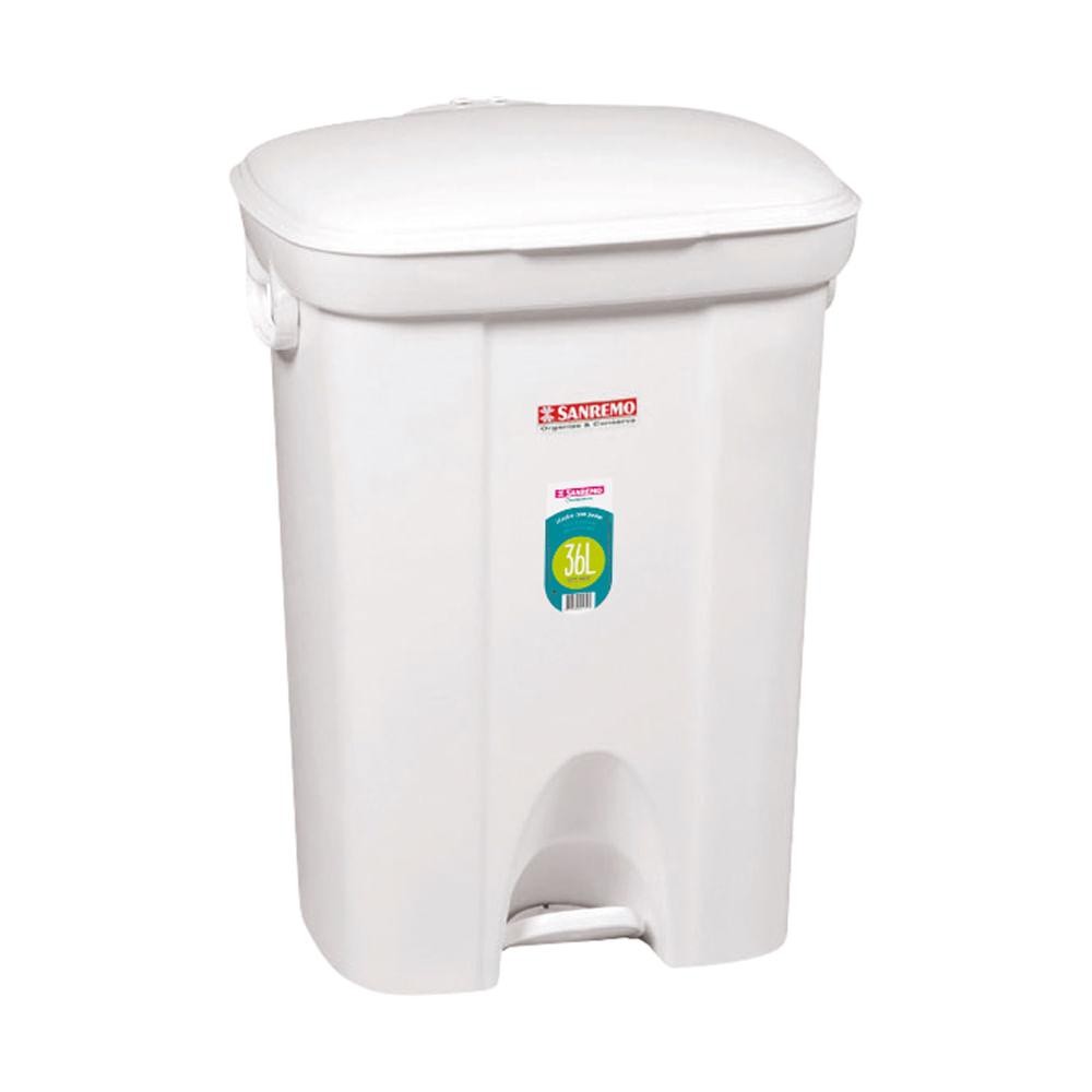 Lixeira Plástica com Pedal Branca 36L Casablanca Sanremo