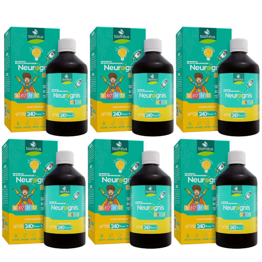 Kit 06 unidades - Suplemento Biofhitus Neurognis Kids 240ml