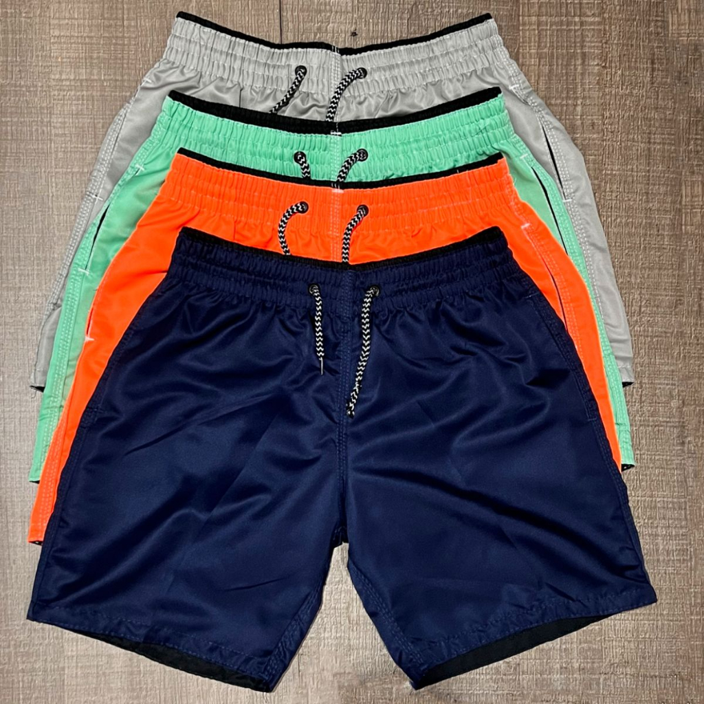 Kit 3 Bermudas Tactel Infantil Juvenil Menino Verão Com Bolso e Cordão 8 e 10 Anos