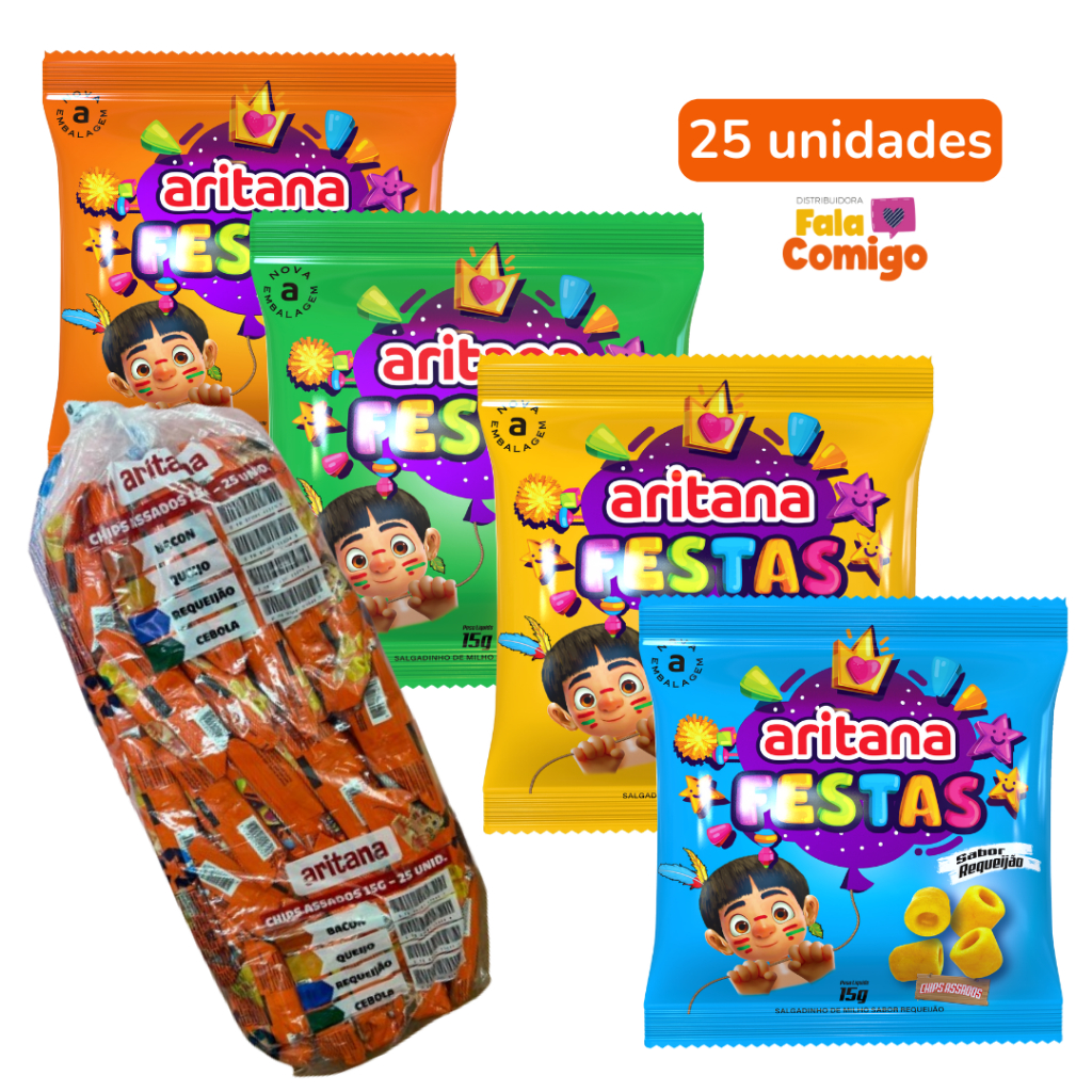Salgadinho Chips De Milho C/25 unidades de 15g cada - Aritana