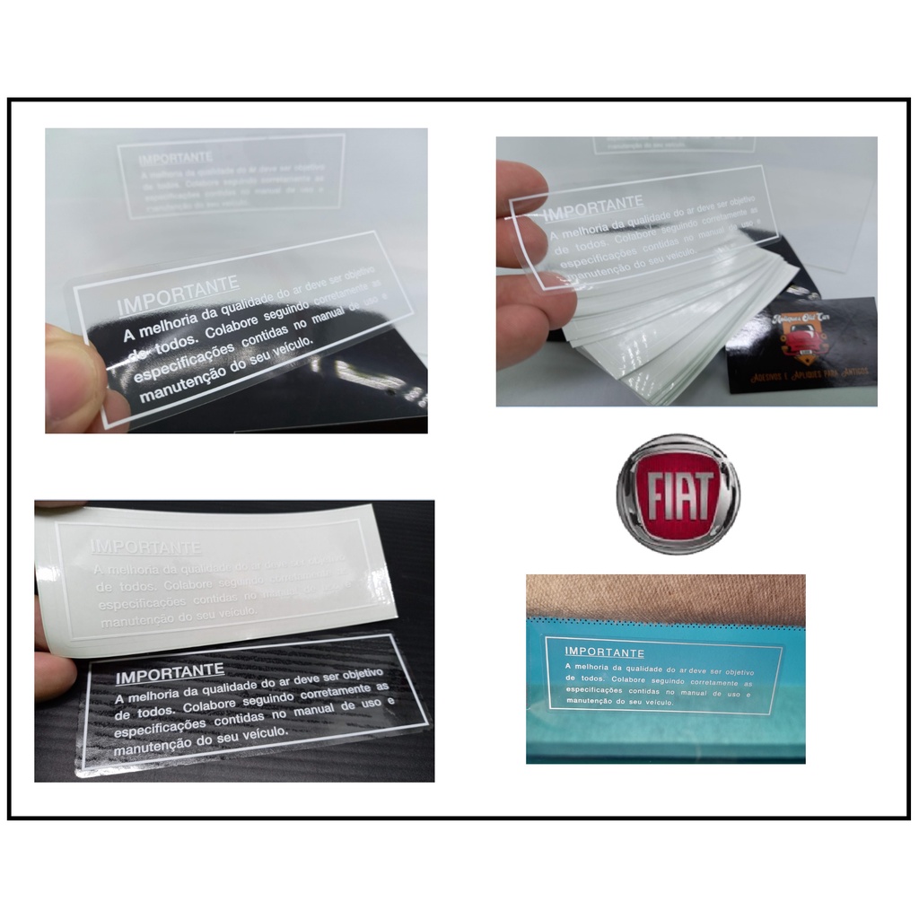 ADESIVO QUALIDADE DO AR LINHA FIAT (COLAGEM INTERNA PARA-BRISA)