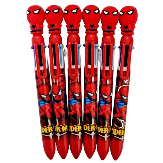 Caneta 3D infantil de 6 cores +homem Aranha 6 em 1 caneta esferográfica papelaria/escritório/escola
