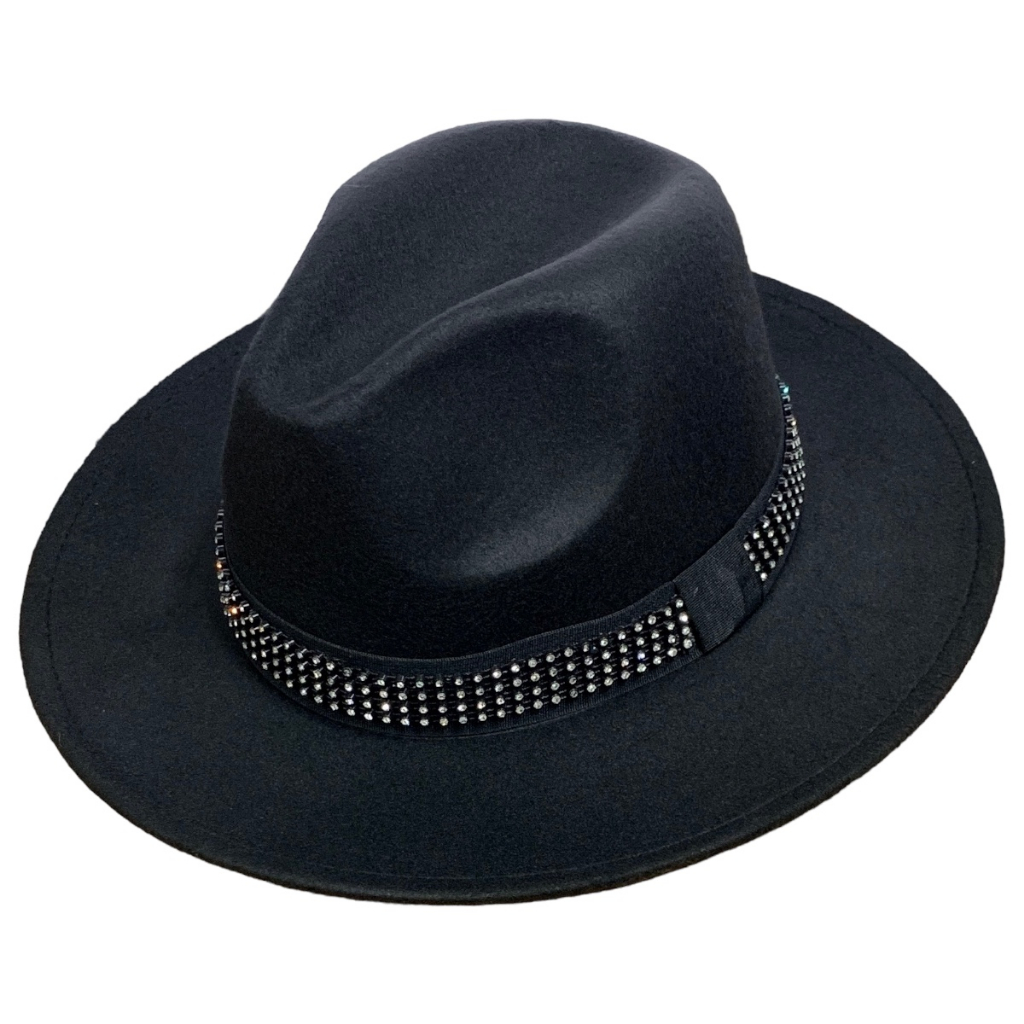 Chapéu Fedora Customizado Rocker faixa com strass