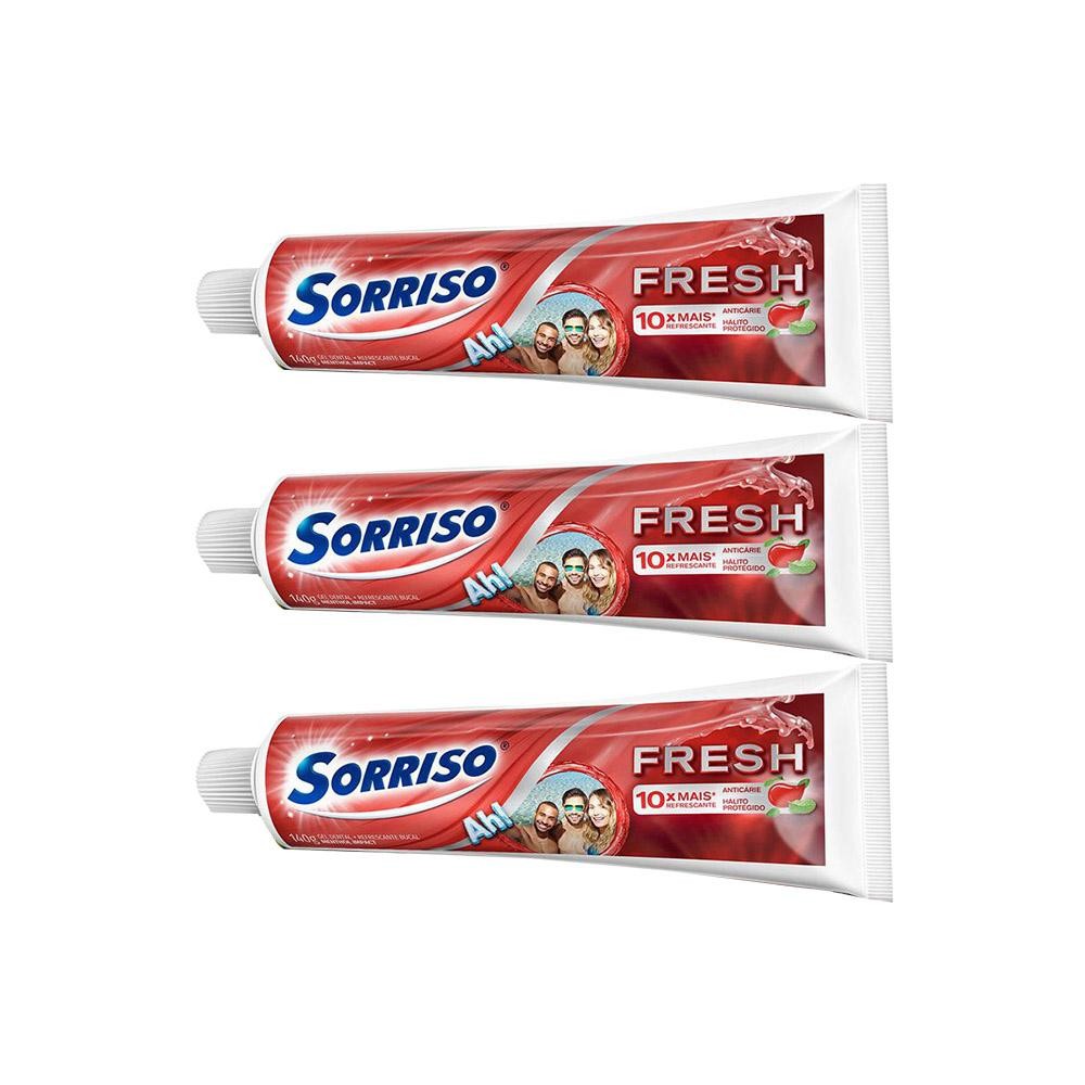 Kit c/ 3 Cremes Dental Sorriso Fresh Menthol Impact 90g