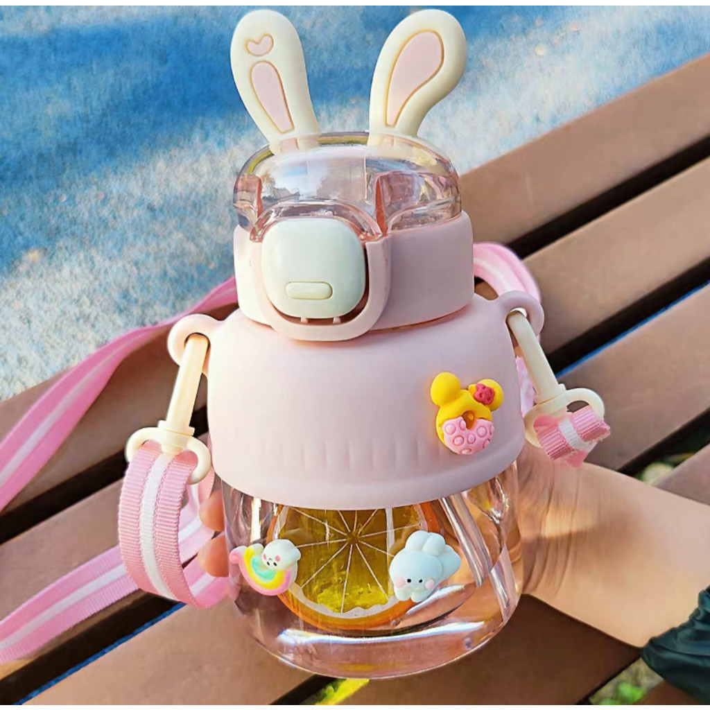 Garrafa Copo de Água Portátil Coelho de ABS+PP+silicone Adesivos 2D+3D Para Copo Coelho BK-19 Coelho