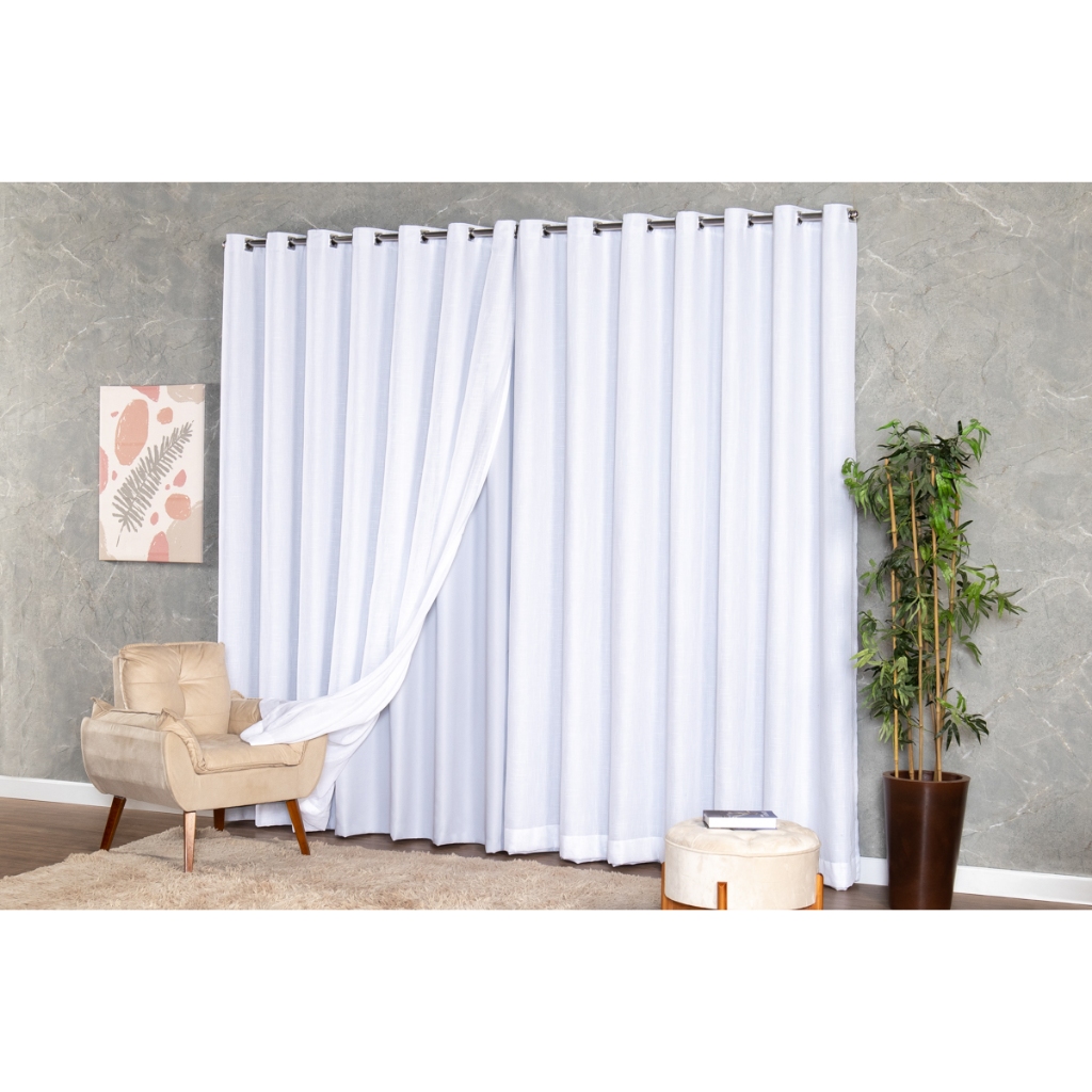 Cortina Voil Gaze De Linho Blackout  C/forro Grosso Original 3,00 x 2,50/2,60/2,70/2,80