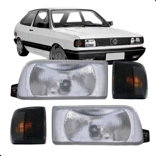 Par Farol Vidro Gol Quadrado Parat 91 92 93 94 + Piscas Fume