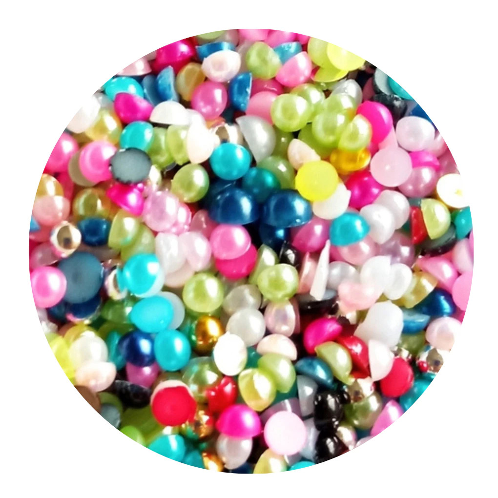 Meia Perola 6mm Sortido Abs Sem furo para Colagem