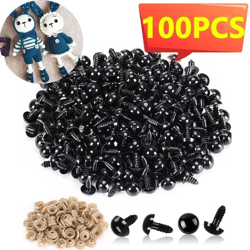 100pcs 5-20mm Eyeball Doll Acessórios Plástico Preto Plush Segurança Olhos Para Engraçados Animais Brinquedos