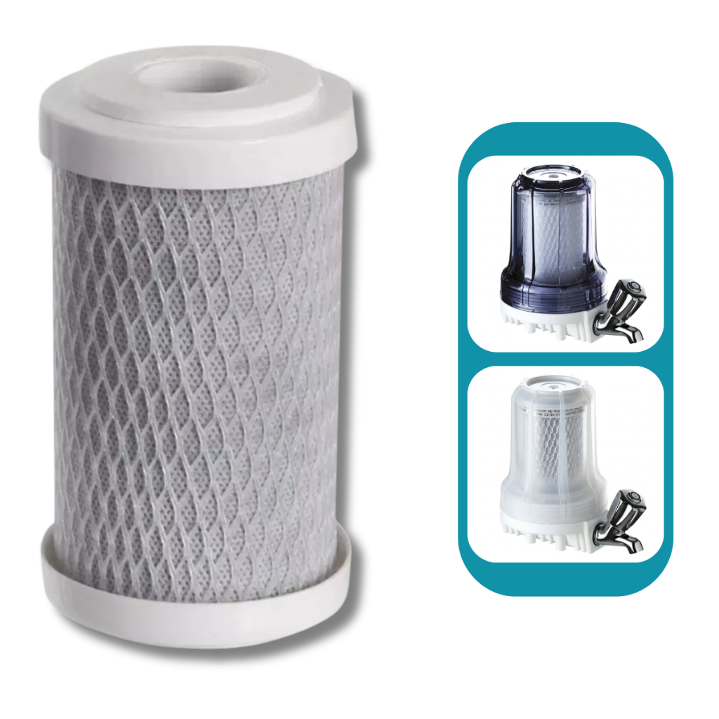 Refil Carbon Block 5 para Filtro de Água Elimina Cloro e Contaminantes Vazão 90 L/H