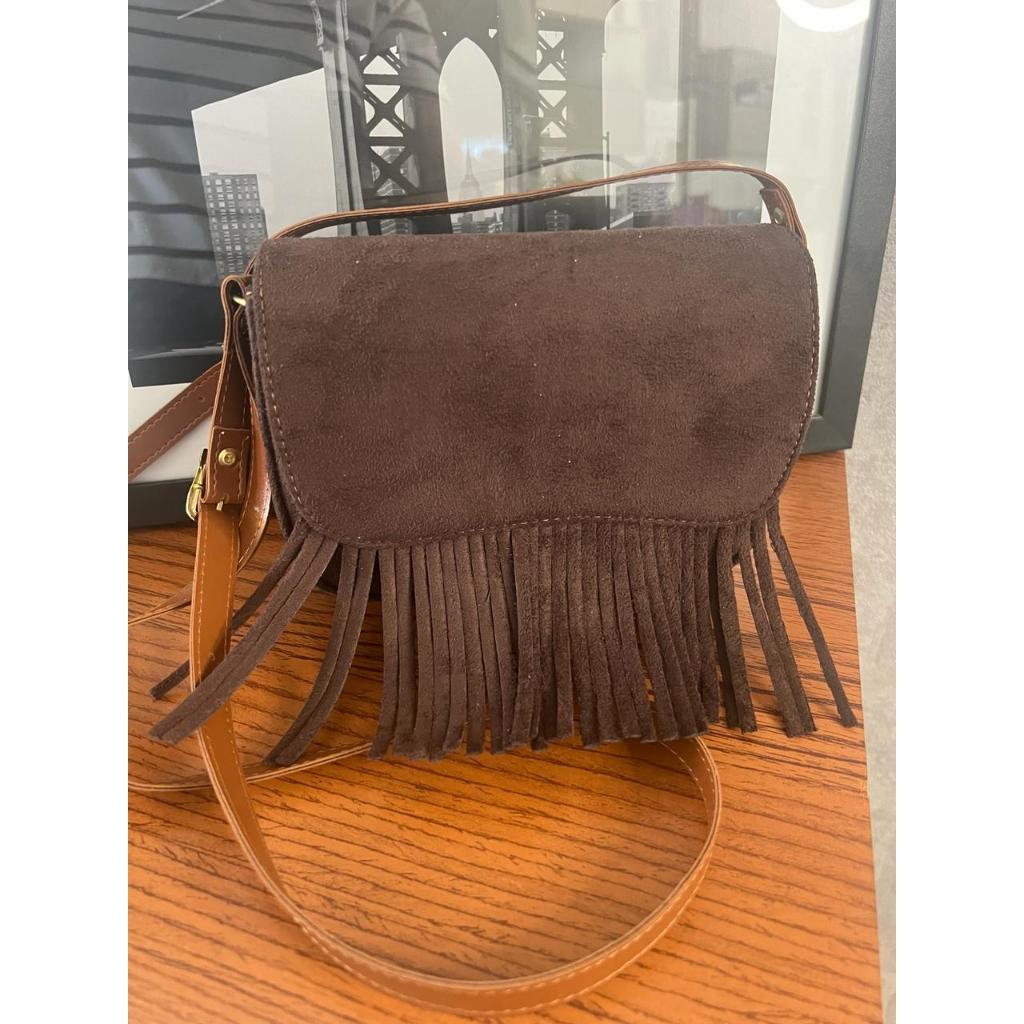 bolsa feminina com alça transversais de franja liz