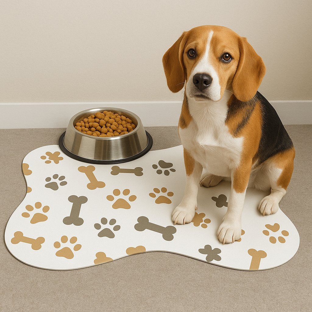 Tapete PET Para Comedouro Estampa Ossinho 46x31cm - Cachorro e Gato