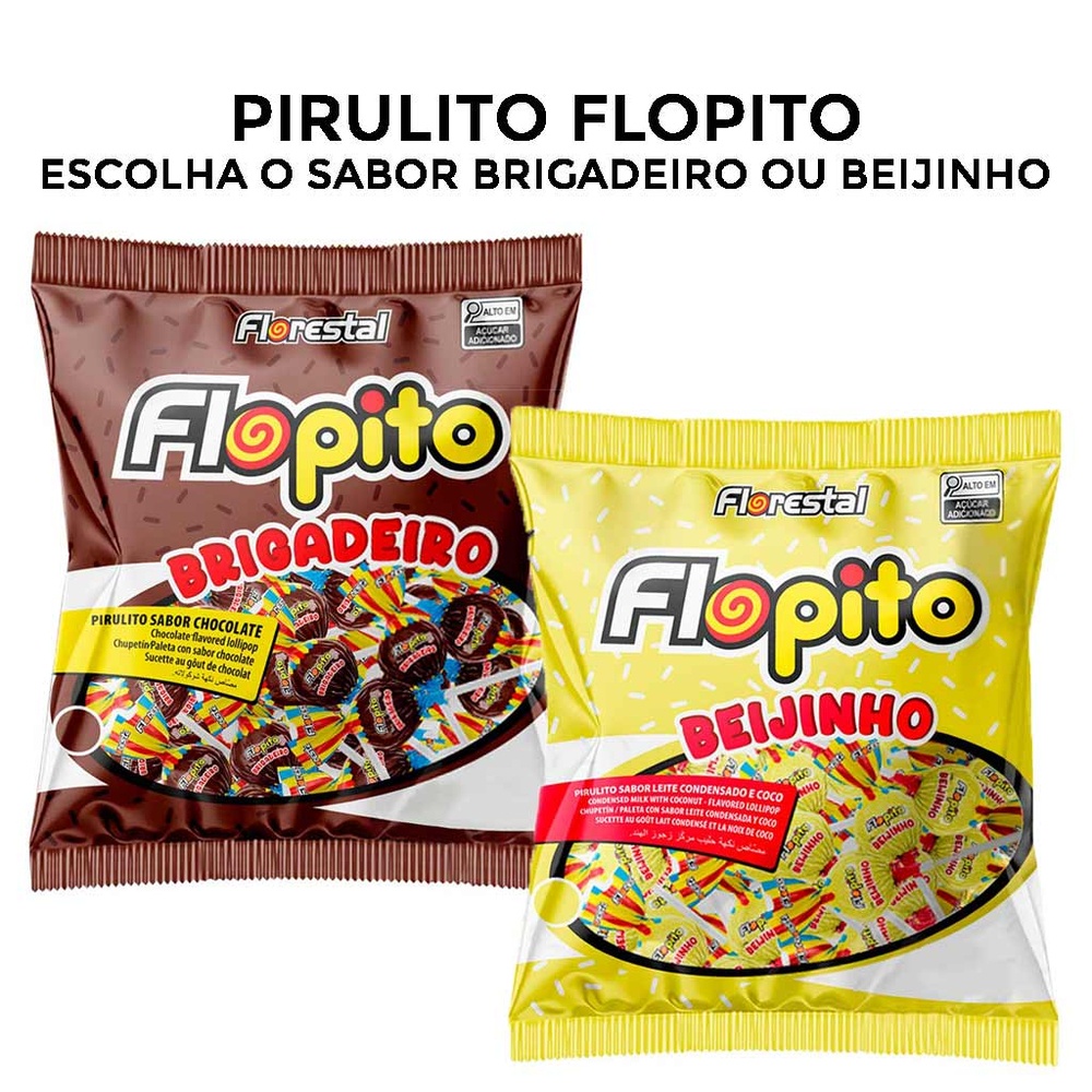 Pirulito Flopito Brigadeiro e Beijinho Escolha o Sabor 500g - Florestal