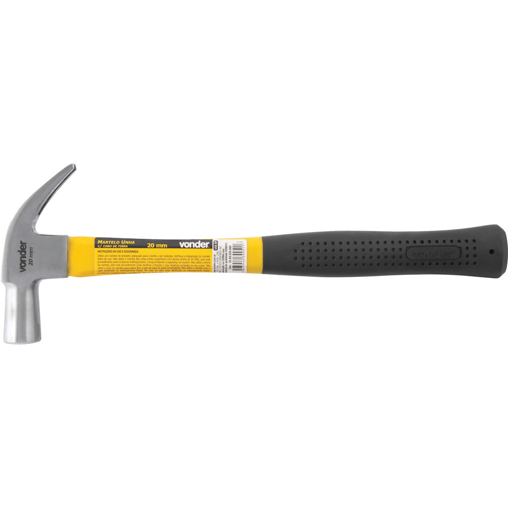 Martelo Unha 23mm Aço Forjado Cabo Fibra Emborrachado - Vond