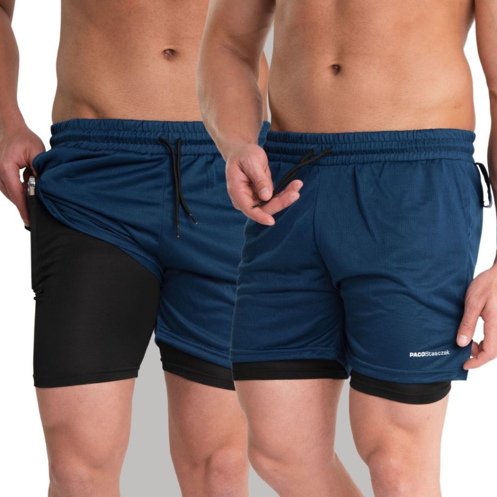 Shorts 2em1 Masculino Dryfit com ProteçãoUV e Bolso Oculto Bermuda de compressão Academia Corrida