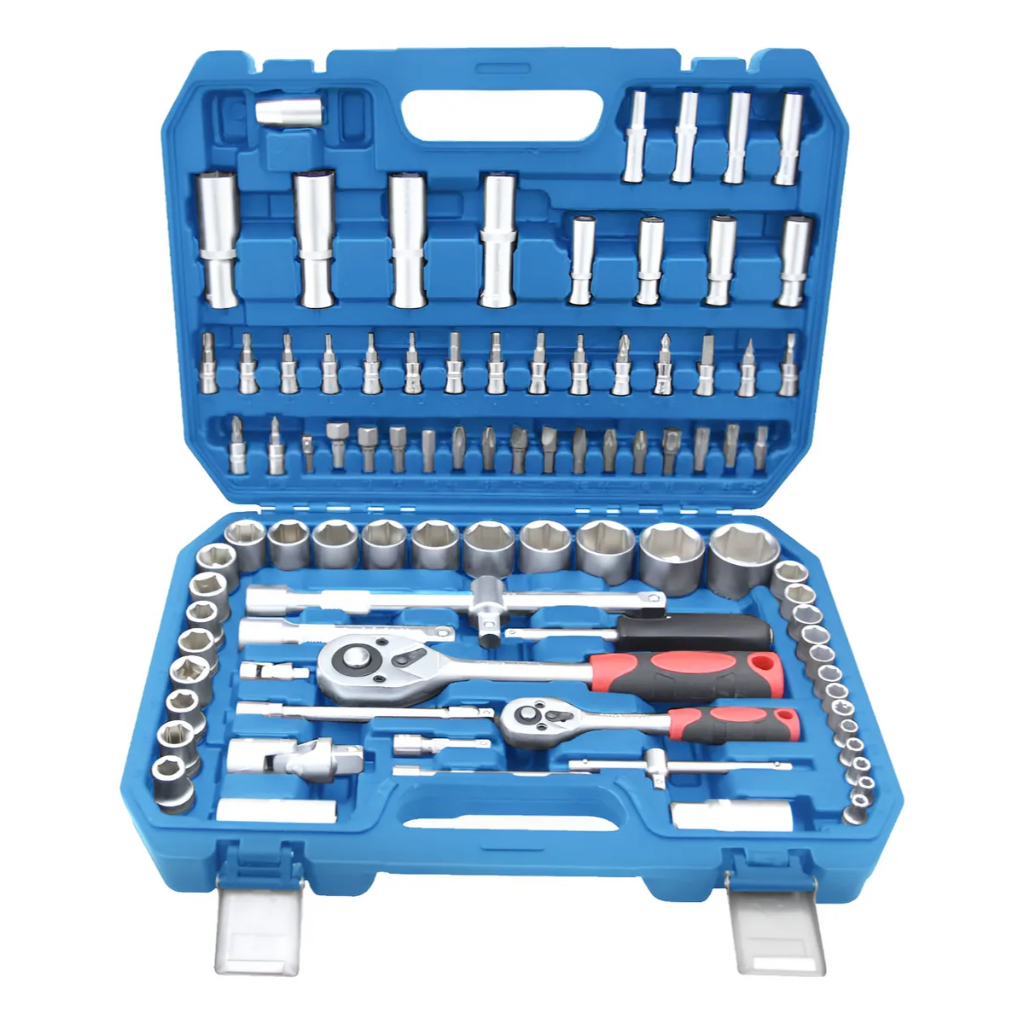 Kit Ferramentas 94 Peças Soquetes Catraca 1/2 1/4 Aço  Completo Automotivo