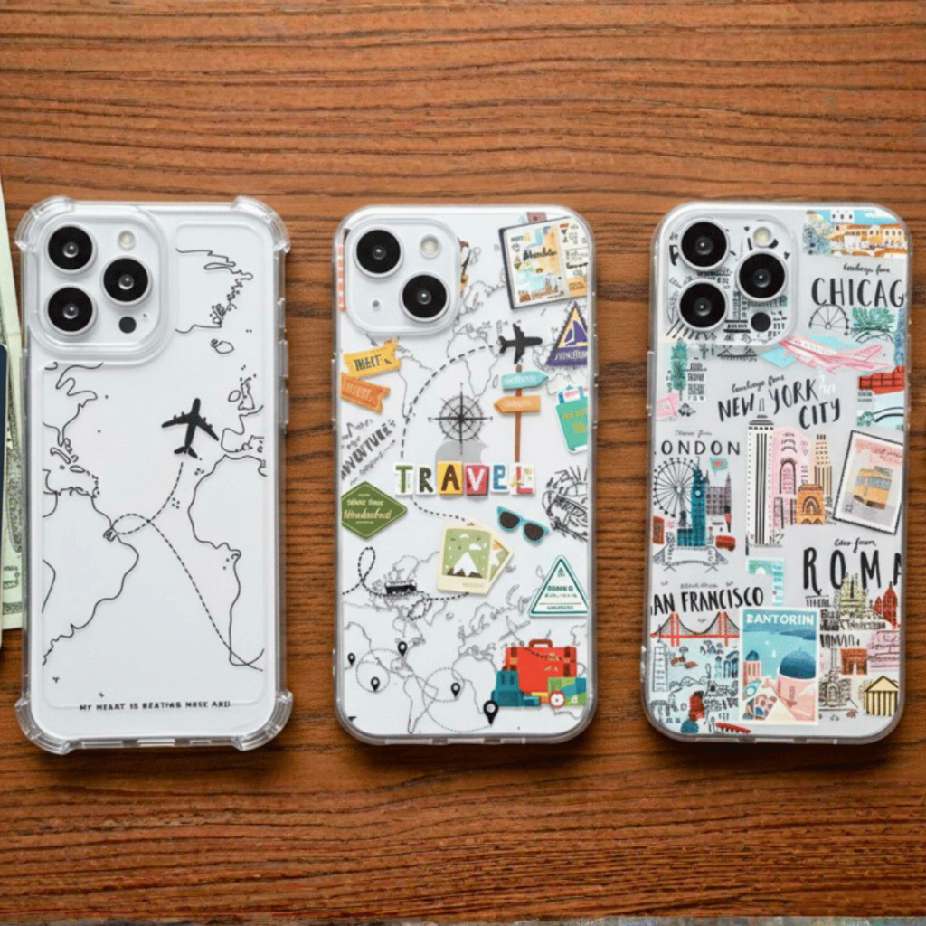 CAPINHA CAPA VIAGENS, TRANSPARENTE RESISTENTE TPU,  IPHONE XR 11 12 13 14 15 16 17 Pro MAX