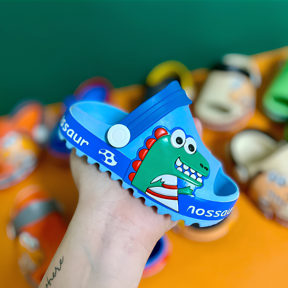 Sandália Babuche dinossauro masculino infantil menino confortável fofo chinelo bebê antiderrapante