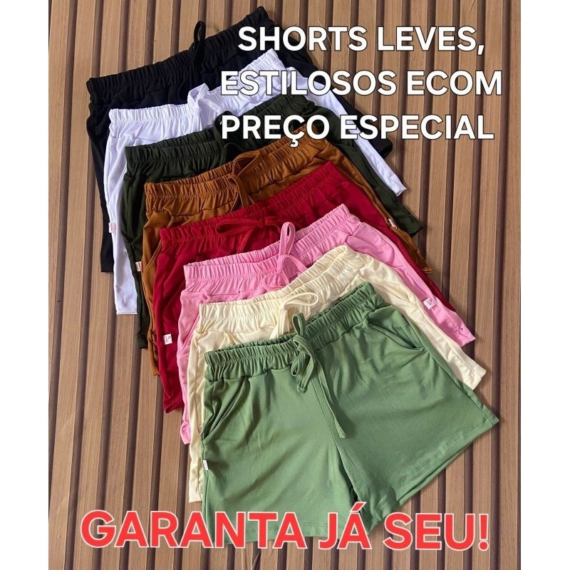 KIT COM 3 Short Feminino em Suede Confortável, Estiloso e Cores Sortidas