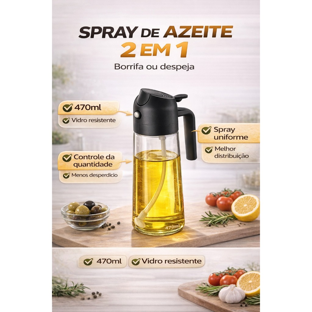 Borrifador Spray Galheteiro Vidro 470ml Azeite Vinagre Óleo ?
