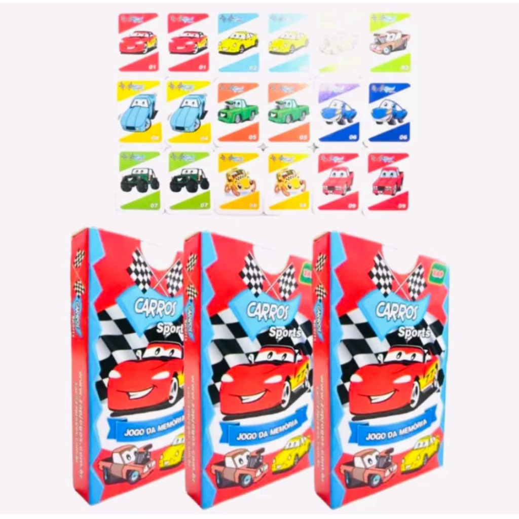 KIT 15  UNIDADE JOGO DA MEMORIA / JOGO INFANTIL -  CARROS SPORTS