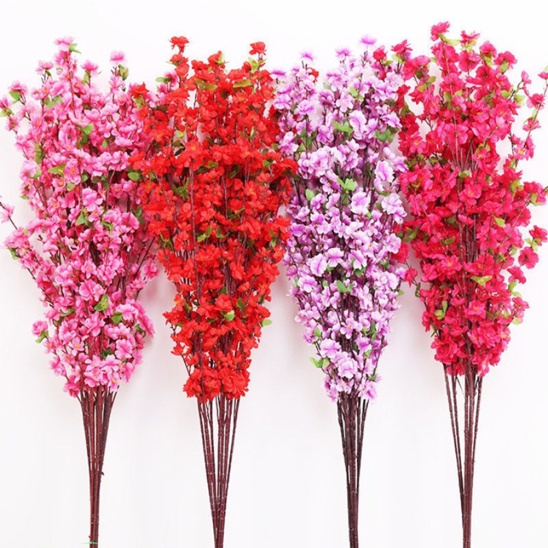 120cm Ramo Artificial Flor De Pêssego Cerejeira Decoração Casamento Arco Sala