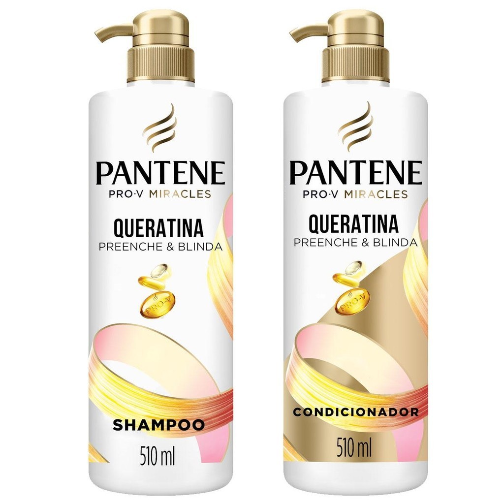 Kit Shampoo Pantene Queratina 510ml + Condicionador Pantene Queratina 510ml