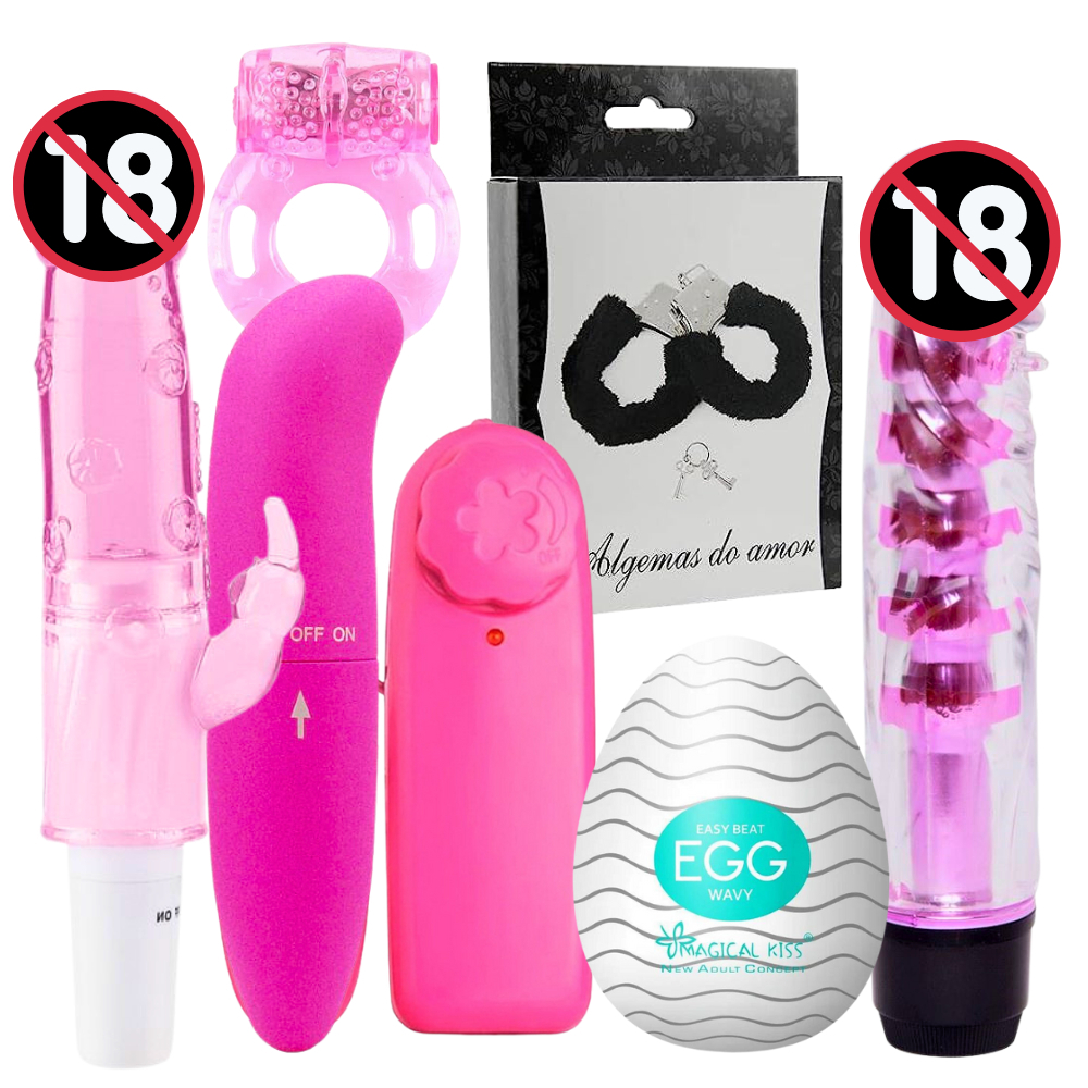 KIT SEX SHOP Produtos Vibrador Feminino Penetração - Masturbador Masculino - Anel Peniano - Algema