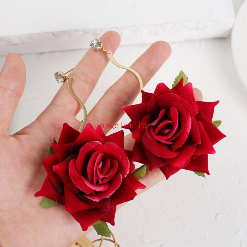 Melhor Romântico Delicado Brincos Emaranhado Vermelha Floral Florescendo Para Menina
