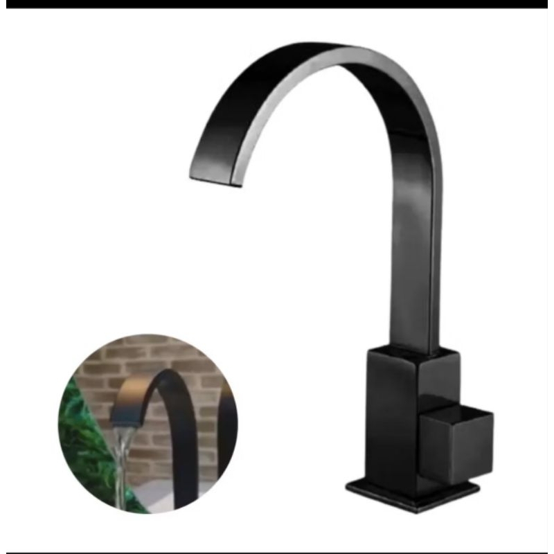 Torneira Para Banheiro Luxo Metal Bancada Bica Móvel Quadrit Slim Preto Fosco 15245B