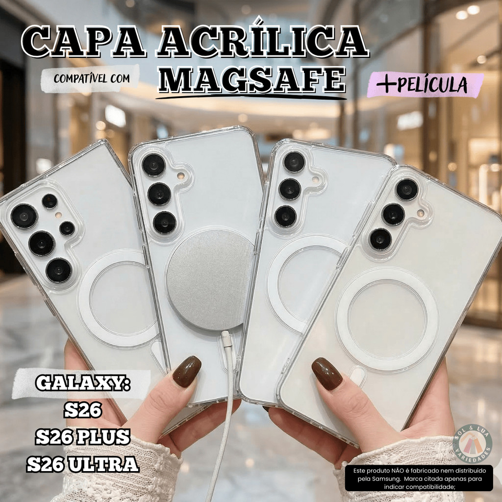 Capa Capinha para Galaxy S26 S26 Plus S26 Ultra Compátivel com Magsafe Clear Case