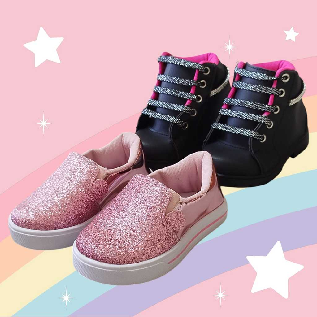 KIT 2 PARES TENIS E BOTA GLLITER  Estilo e Qualidade Para Seus Pês.