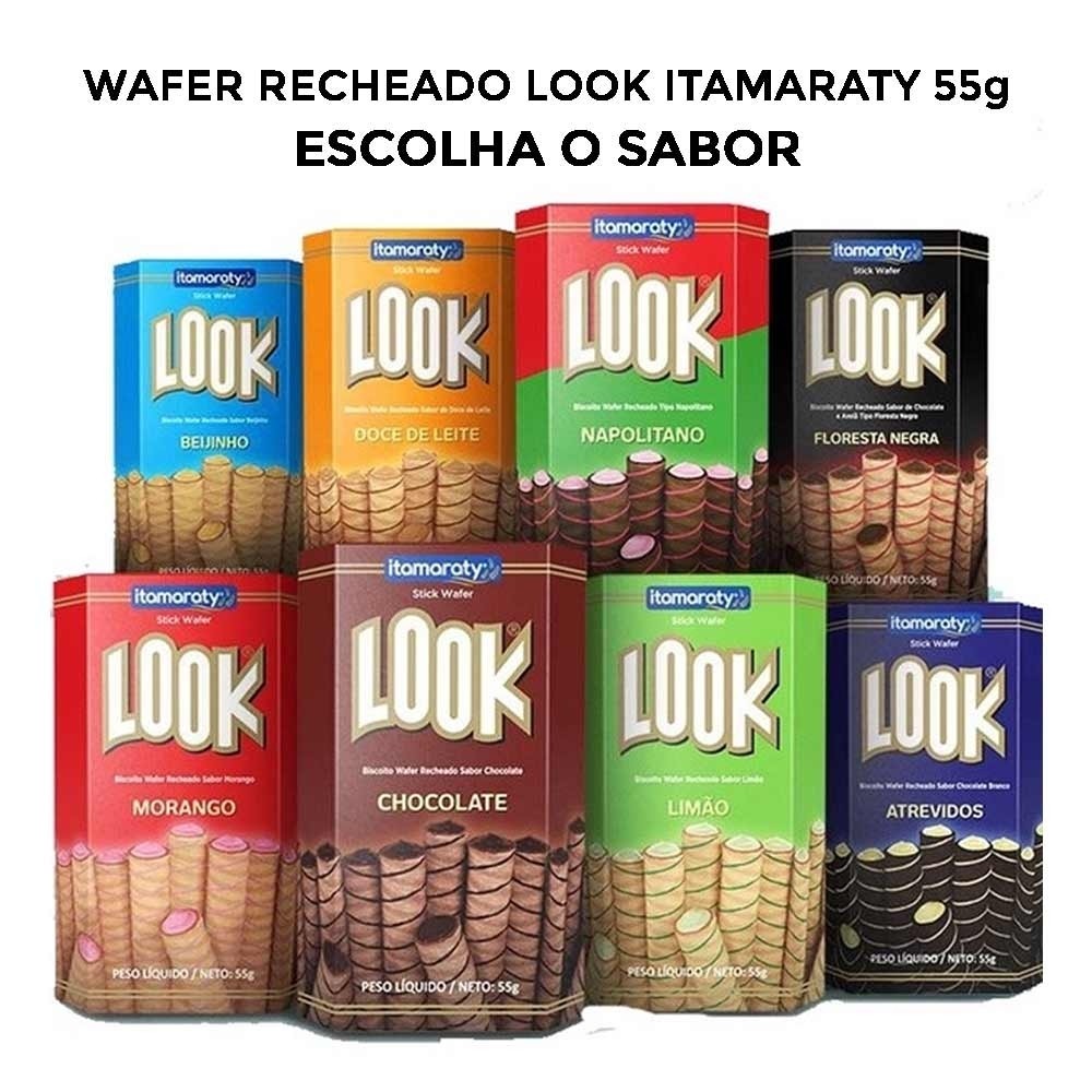 Canudinho Biscoito Tubinho Wafer Recheado Look 55g ESCOLHA O SABOR Ideal para Lanchinho - Itamaraty
