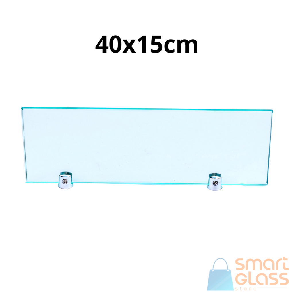Prateleira de Vidro 40x15 Com Suporte Premium Lapidado 8mm
