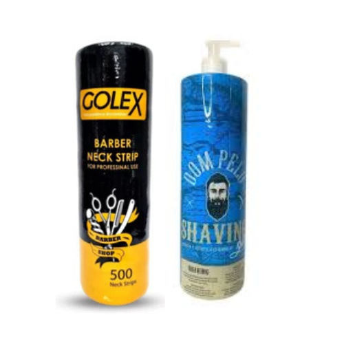 1 Pacote de Gola Higiênica 5 Rolos 100 golas + 1 Shaving Dom Pelo Profissional 1L Pronta Entrega Envio Imediato